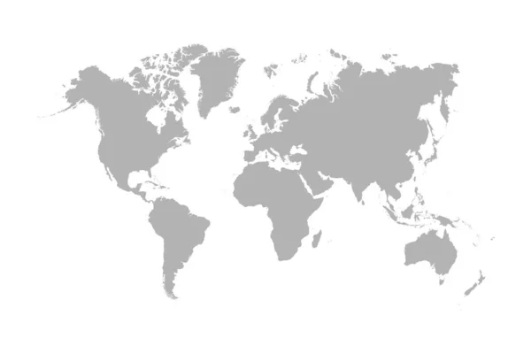 在白色背景上孤立的灰色世界地图 — 图库矢量图片