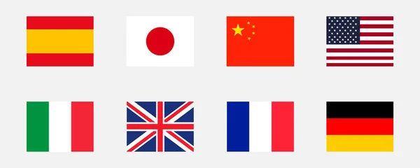 Diferentes Banderas Nacionales Grandes Países — Vector de stock