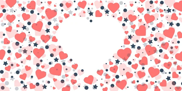 Heart Love Valentine Pattern Background Doted Stars — Stock Vector