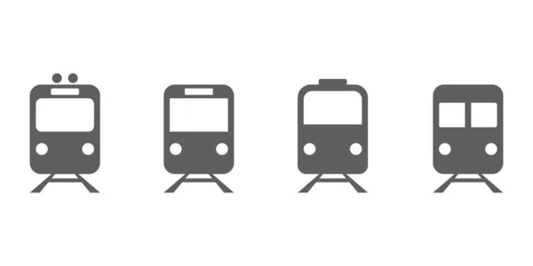 Jednoduchý Design Ikon Dopravy Vlak Tramvaj Metro Ikony — Stockový vektor
