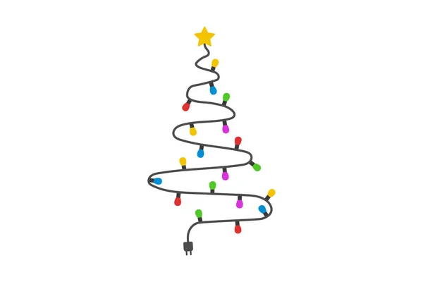 Árbol Navidad Hecho Luz Navidad — Vector de stock