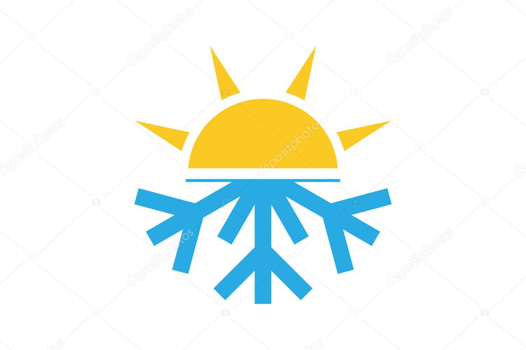 Season nature, temperature icon. Sun with snowflake sign