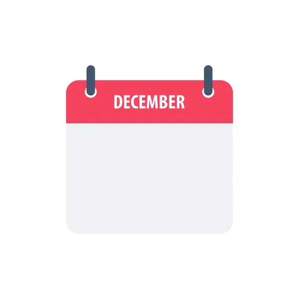 Kalender Ikon Symbol December Enkel Design — Stock vektor