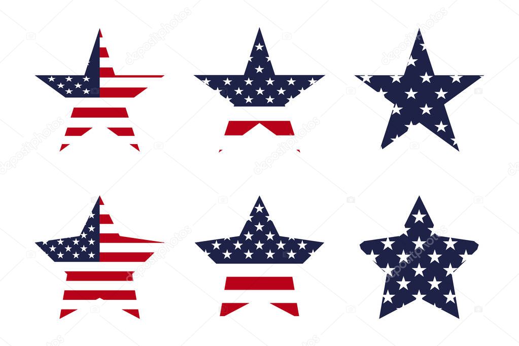 Usa stars icon set. USA holiday concept