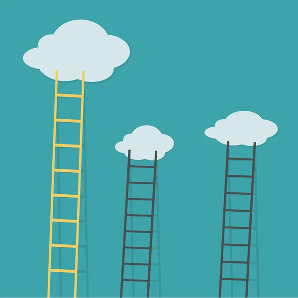 Ladder naar de wolken. Vector minimalistisch design mededinging begrip — Stockvector