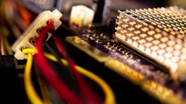 Estructura Del Tablero Electrónico Del Semiconductor Gpu Microchips Una Placa — Vídeos de Stock