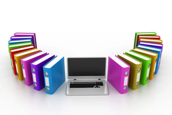 Computer mit Dokumenten — Stockfoto