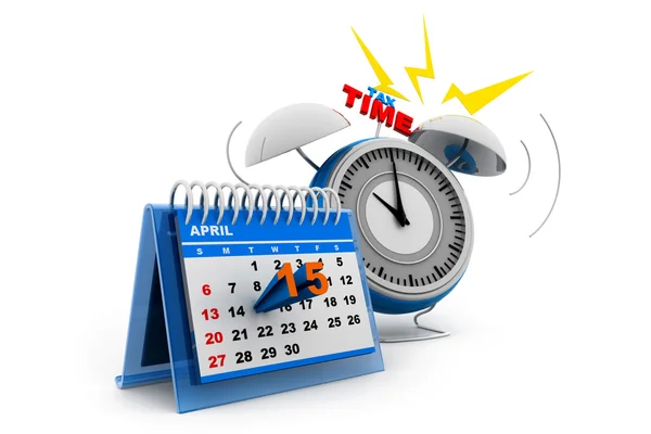 Calendário de dia fiscal com alarme — Fotografia de Stock