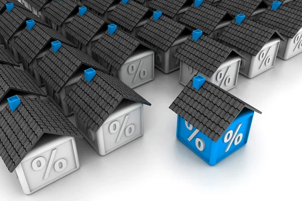 3d house with percent symbol — Stock Photo, Image