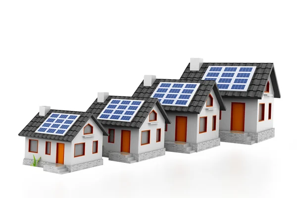 Growing home sale graph with solar panels — Stock Photo, Image