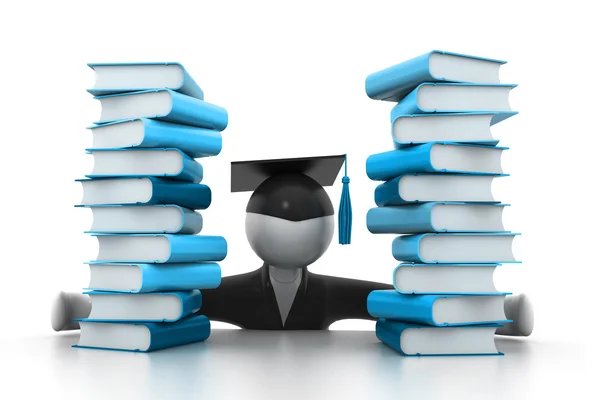 Graduation student and books — Stock Photo, Image
