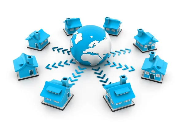 Homes on a global network — Stock Photo, Image
