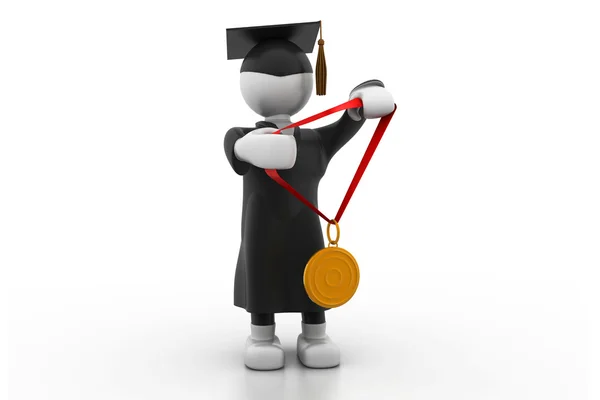 Graduação Estudante Segurando uma medalha — Fotografia de Stock