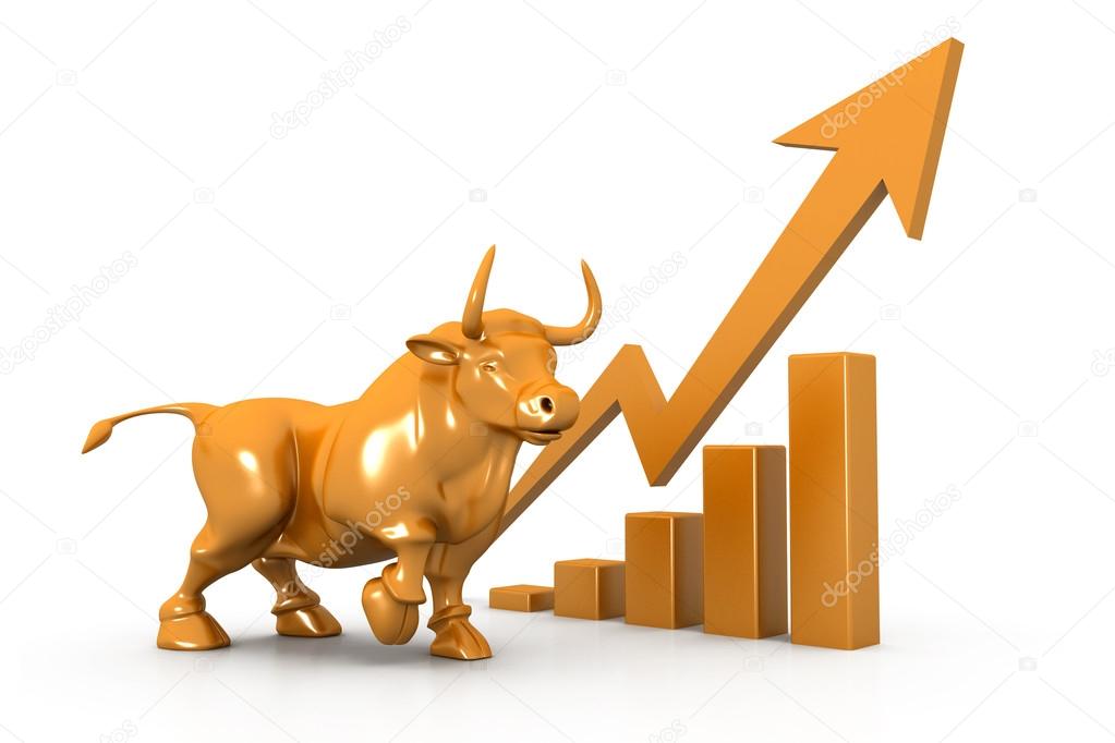 Business growth chart and bull