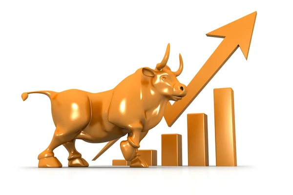 Business growth chart and bull — Stock Photo, Image