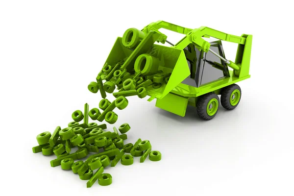 Xcavator dumping percentage symbols — Stock Photo, Image