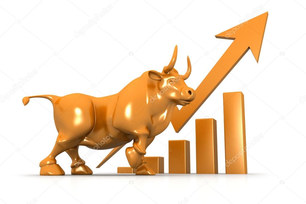 Business growth chart and bull