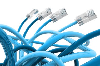 Blue color network cable clipart