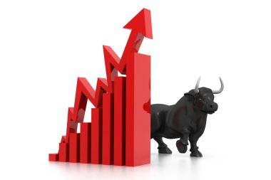 İş büyüme grafik ve boğa