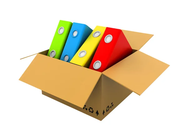 File folders on open box — Stock Photo, Image