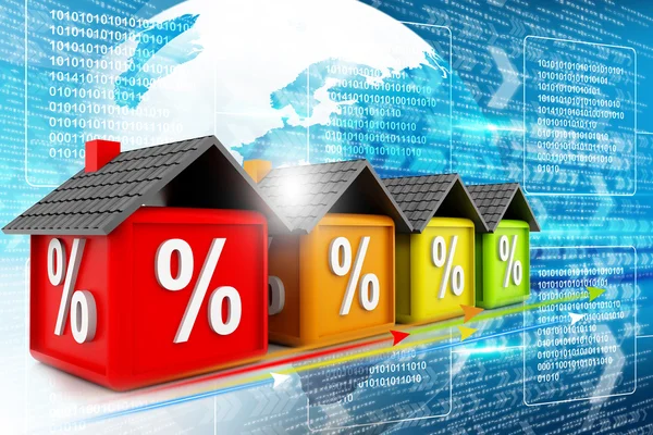 House with percent symbol — Stock Photo, Image