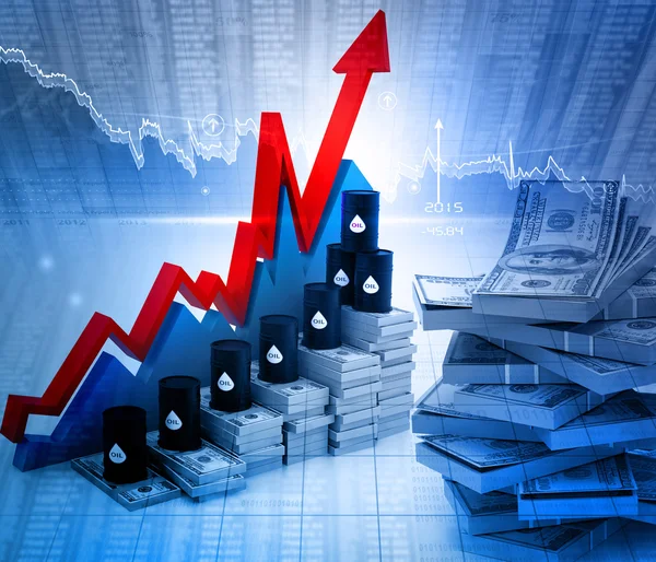 Növekvő olaj-diagram és az ár — Stock Fotó