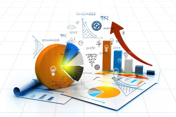 Economische grafiek en grafiek — Stockfoto