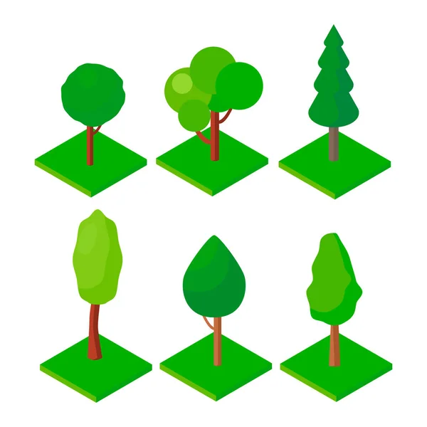 Ilustrasi Isometric trees icon.Vector diisolasi pada latar belakang putih. Stok Vektor