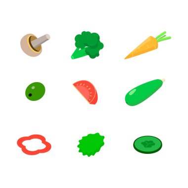 Isometric sağlıklı yiyecek simgesi. Beyaz arkaplanda izole edilmiş vektör illüstrasyonu.