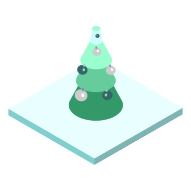 Isometric noel ağacı simgesi. Beyaz arkaplanda izole edilmiş vektör illüstrasyonu.