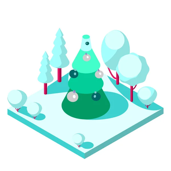 Isometrica icona dell'albero di Natale.Illustrazione vettoriale isolata su sfondo bianco. — Vettoriale Stock