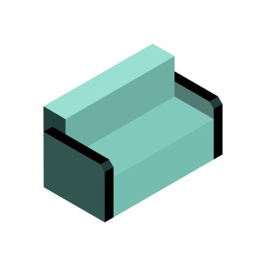 Isometric kanepe simgesi. Beyaz arkaplanda izole edilmiş Isometric kanepe vektör çizimi.