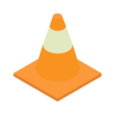 Isometric trafik konisi simgesi. Trafik konisi vektör illüstrasyonu beyaz arkaplanda izole edildi.