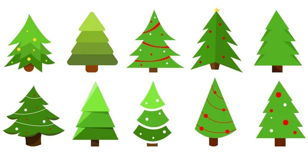 Árvore Natal Diferentes Estilos Conjunto Vetorial Ilustração Estilizada Para Natal Gráficos Vetores