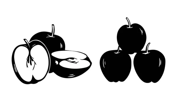 Συλλογή Σιλουέτας Από Εικονίδιο Μήλου Που Απομονώνεται Λευκό Φόντο Διάνυσμα — Διανυσματικό Αρχείο