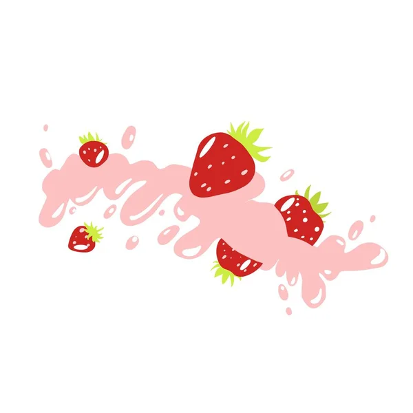 Fraise Éclaboussure Illustration Simple Dans Vecteur Isolé Sur Fond Blanc — Image vectorielle