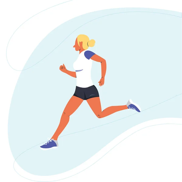 ベクトルで走る女性のイラスト フラットモダンなスタイルで実行されている運動体を持つ美しい女性 — ストックベクタ