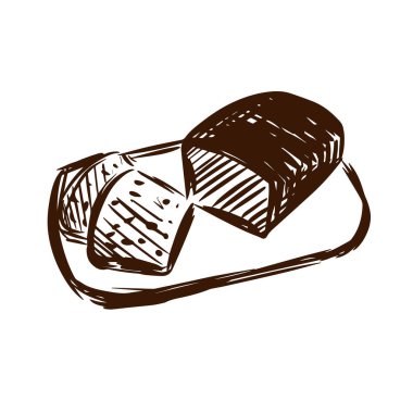Beyaz arkaplanda elle çizilmiş vektör biçiminde ekmek simgesi