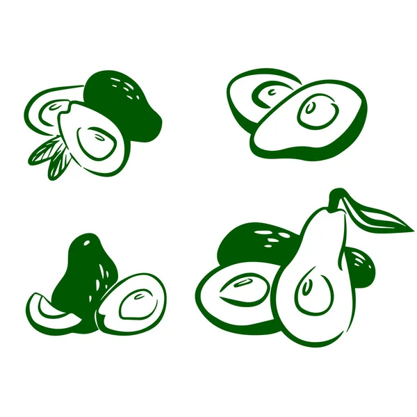 Avokado Skissera Ikonen Logotyp Som Vektor Avokado Skuren Mitten Och — Stock vektor
