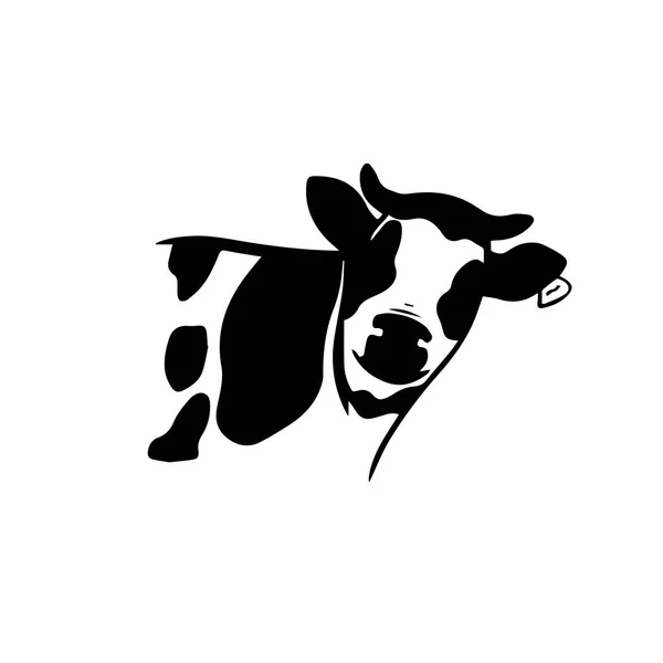 Cow Head Logo Icon Vector Hand Drawn Style White Background — Stock Vector