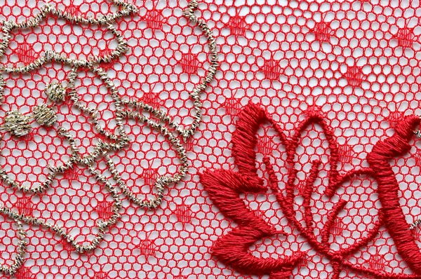 The flowers and leaves  lace material texture macro shot — Stock Photo, Image