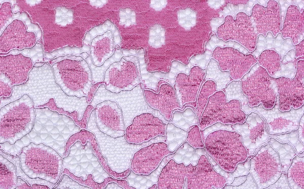 Макрокадр из материала кружевной текстуры розового и магента — стоковое фото