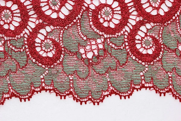 The macro shot of thegrey and red lace texture material — Stock Photo, Image