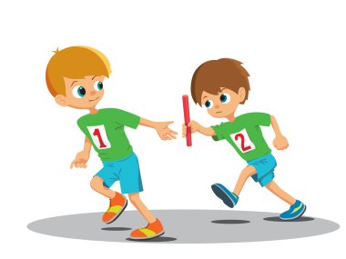 Two boys involved in the relay clipart