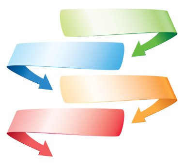 Beyaz arka plan üzerinde kağıt bantlar şeklinde ve diğer şekillerde infographics grafik öğelerinin ayarla