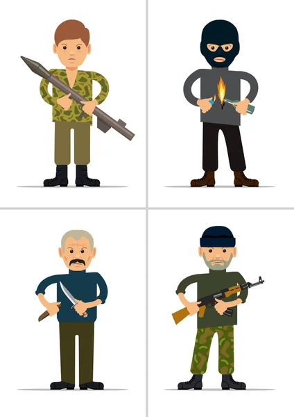 Set of personages. Terrorists and offenders — Stock Vector