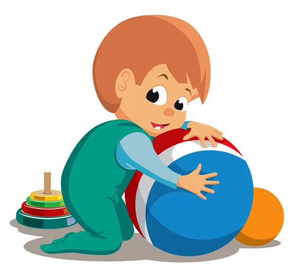 Niño juega con pelotas — Vector de stock