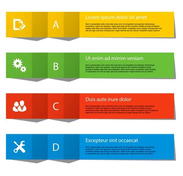 Набор инфографических элементов в виде бумажных лент различного назначения — стоковый вектор