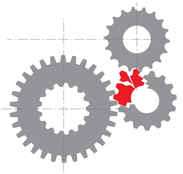 Stylized image of a broken mechanism — Stock Vector