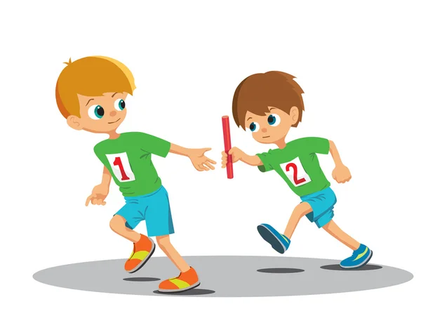 Two boys involved in the relay — Stock Vector